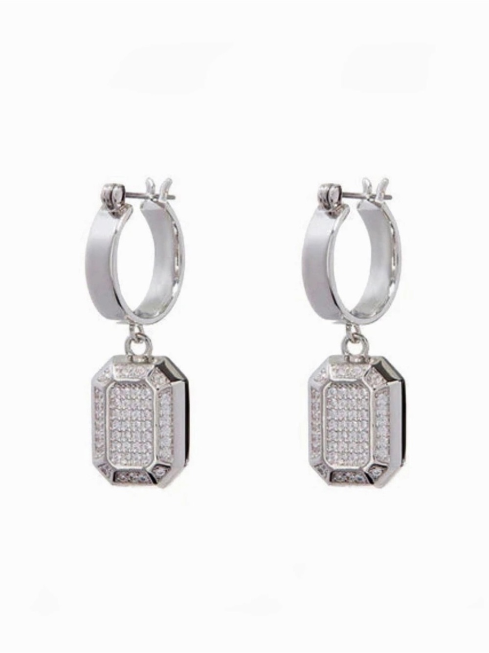 Faceted Diamond Statement Hoops Silver |LUVAJ
